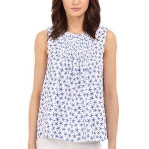 Kate Spade smocked tank top white with blue starfish print Size Medium